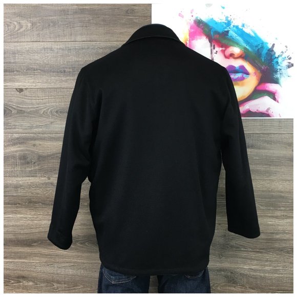 Missani Mens Leather Jacket‎ Reversible Cashmere Wool Black Zip Button Size M - Picture 8 of 14